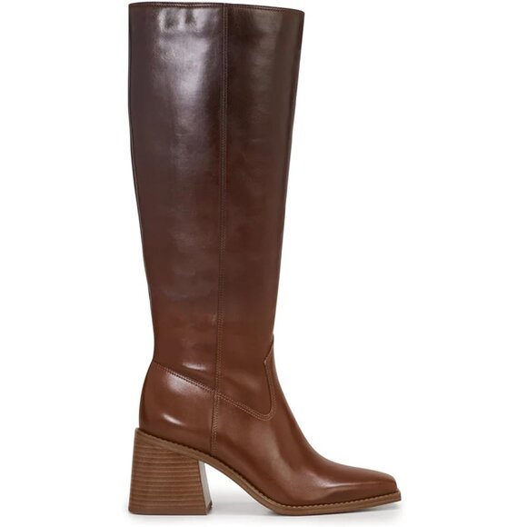 Women Ombre Polyurethane Knee High Square Toe Side Zipper Block Heel Boot - Picture 9 of 9